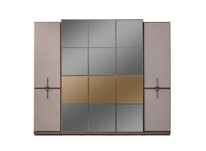 Wardrobe wardrobe design wooden cabinet with mirror gray