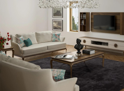 Modern Complete 2x Three Seater Sofa White Textile Living room Design Sofas Couch