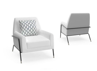 Designer Armchair Living room Furniture Furnishings White Textile TV Chair Lounge