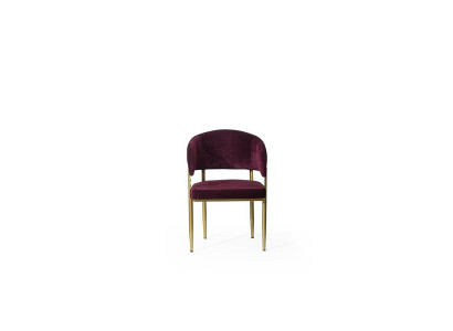 Dark Purple Dining room Chair Designer Metal Frame Dining room Wood Chairs