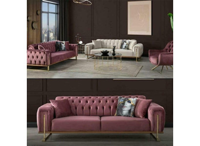 Furniture Living room Multicolored Set 2x 3-Seater Sofas and Armchair 3-piece.