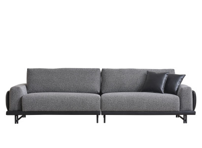 Gray living room three seater luxury upholstered furniture designer wooden frame