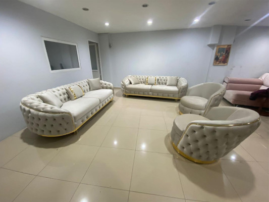Designer living room set consists of 2x 3-seater sofas + 2x armchair 4 pieces.