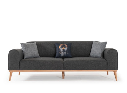 Modern Gray 3-Seater Luxurious Fabric Sofa Living room Couch Seating Furniture