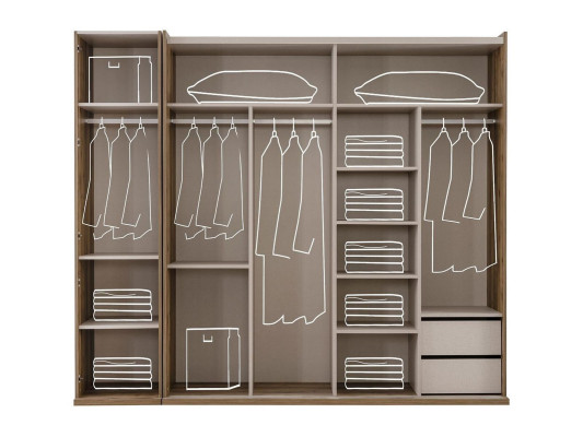 Cabinets Clothes cupboards Luxury Wardrobe Brown Wood Mirror Big