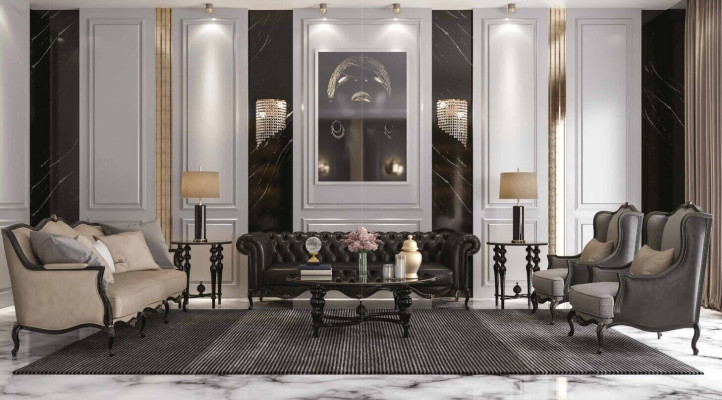 Sofa Set 3+3+1+1 Seater Design Sofa Chesterfield Complete Living room