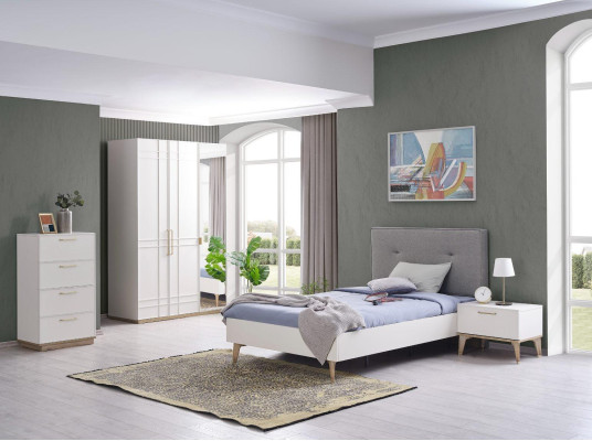 Suite Childrens room Childrens bed Youth Bed Bed Set 4pcs White Wood