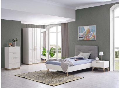 Suite Childrens room Childrens bed Youth Bed Bed Set 4pcs White Wood