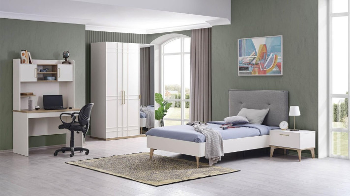 Childrens room Suite Childrens bed Youth Bed Bed Set 4pcs White Wood