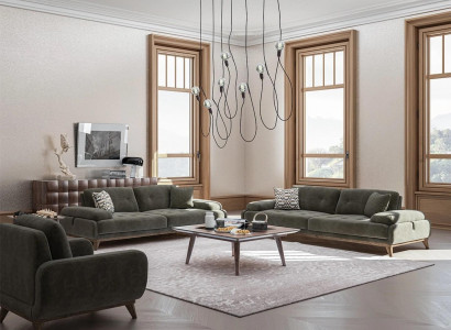Upholstered furniture 4-piece sofa set sofa two-seater with three-seater luxury coffee table