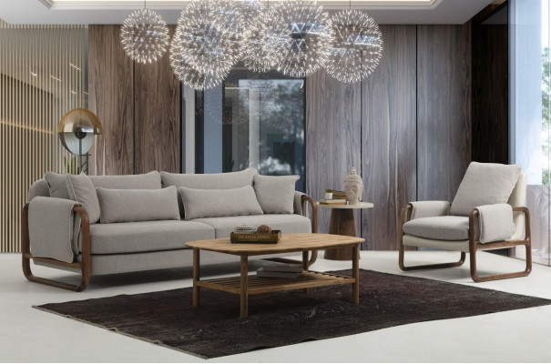 Sofa set 41 Seater Armchair Four Seater Modern Fabric Gray Set Design