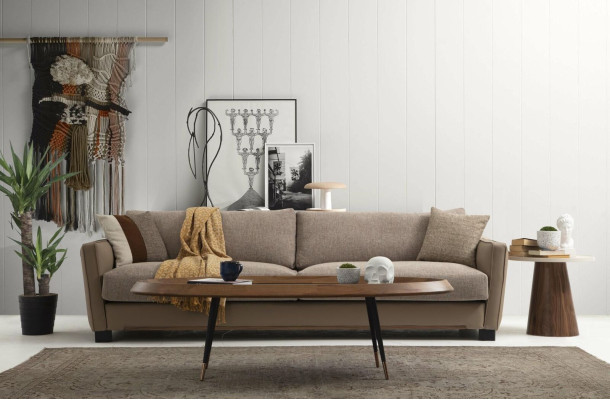 Sofa set 41 Seater Armchair Four Seater Modern Fabric Beige Set Design