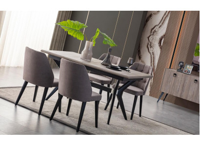 Dining area Suite Dining room Dining set Dining table Chairs Wood Gray 7 pieces