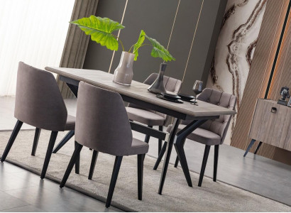 Dining area Suite Dining room Dining set Dining table Chairs Wood Gray 7 pieces