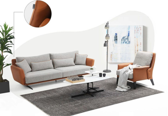 Sofa set 31 Seater Living room Sofa Orange Fabric Armchair three seater