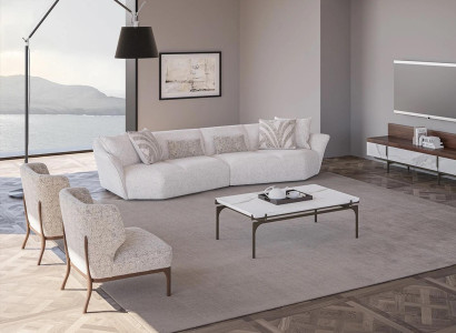 Living room set 4 pieces design upholstered furniture textile modern sofa four seater new