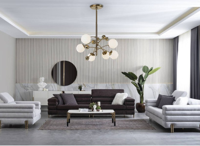 Living room Designer Sofa set 3+3+1 Seater Brown Couch Set