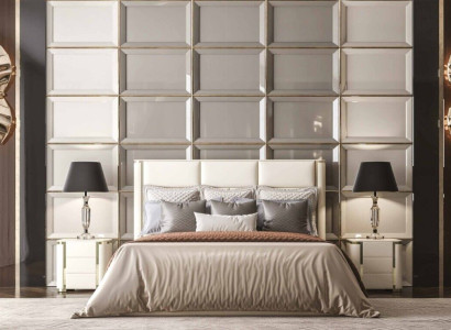 Luxury Bedroom Set Designer Bed 2x Bedside table Wood Complete new