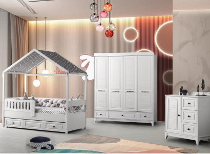 Modern Complete Youth Room Luxury Childrens Room Set 3pcs White Color new удаление