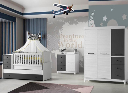 Modern Childrens room Set Consists of Childrens bed Wardrobe Chest of drawers 3pcs new