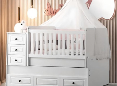 Luxurious white baby bed Stylish wooden bed for the children's room new