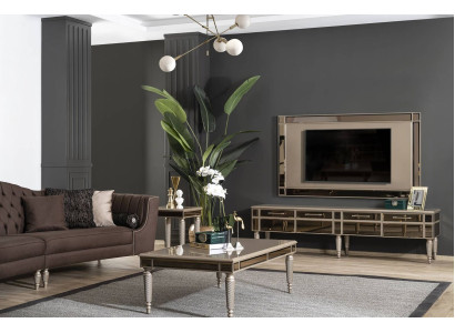 Golden Living room Furnishings Designer Sideboard Luxury TV Frame 2pcs