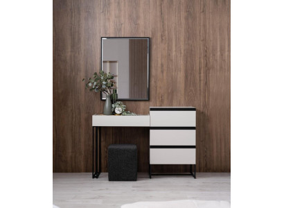 Dressing table, dressing table, console table, chest of drawers, mirror set, 3 pieces, white