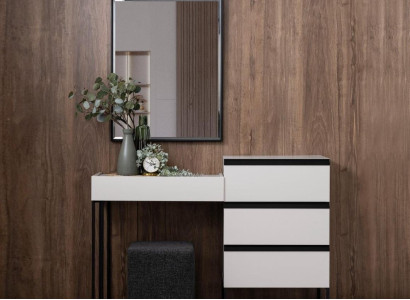 Dressing table, dressing table, console table, chest of drawers, mirror set, 3 pieces, white