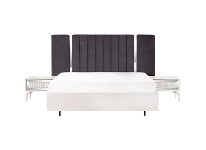Double bed Granitur Bedroom White bed frame set 3-piece bedside tables