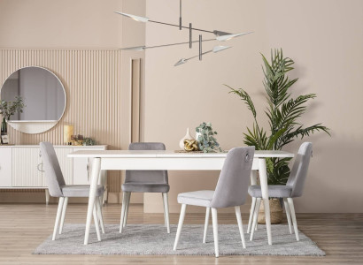 Dining room furniture Dining corner Suite 7pcs Dining room Dining table White Chairs
