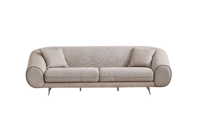 Modern Beige Couch Living room 3-Seater Luxury Upholstery Designer Sofas