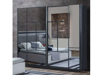 Gray Luxury Glass Cabinet Bedroom Wardrobe Noble Wood Cabinets