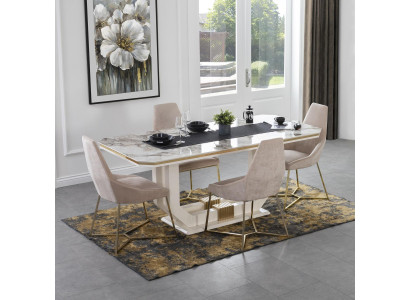 White Modern Dining room Furniture Designer Dining table x6 Chairs 7pcs Set new