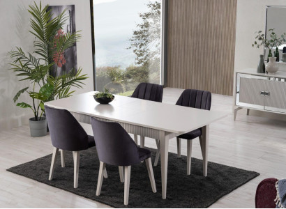 Dining set Dining table extendable Modern Dining room Set 7 pieces Gray Wood