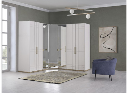 Corner cabinet Wardrobe Cabinets White Wood Mirror 7 doors Big