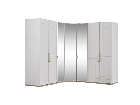 Corner cabinet Wardrobe Cabinets White Wood Mirror 7 doors Big