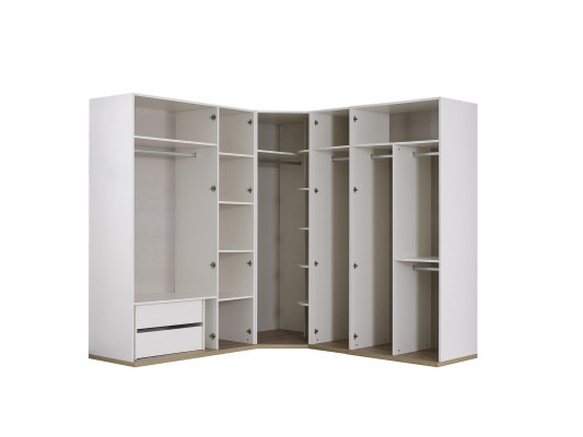 Corner cabinet Wardrobe Cabinets White Wood Mirror 7 doors Big