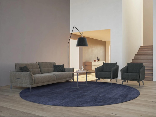 Design Gray Sofa Three Seater Modern 2x Armchair Upholstered furniture Luxury Coffee table