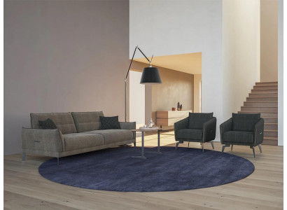Design Gray Sofa Three Seater Modern 2x Armchair Upholstered furniture Luxury Coffee table