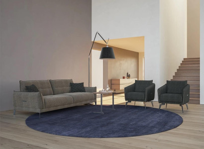 Design Gray Sofa Three Seater Modern 2x Armchair Upholstered furniture Luxury Coffee table
