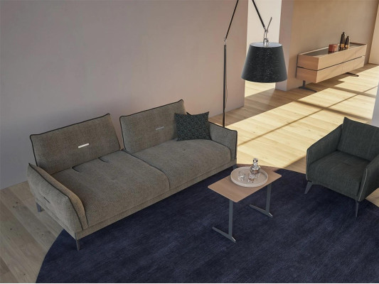 Design Gray Sofa Three Seater Modern 2x Armchair Upholstered furniture Luxury Coffee table