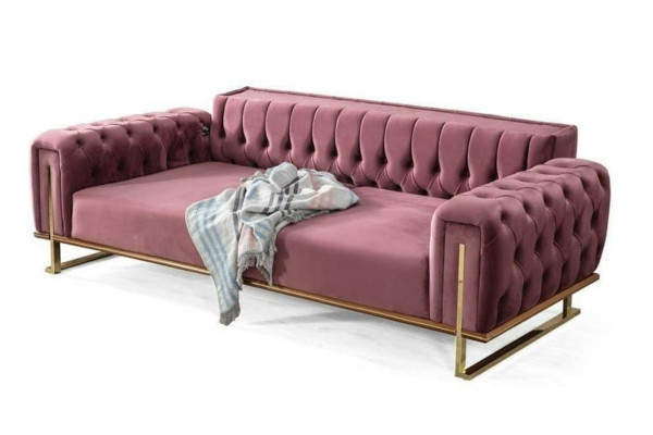 Pink Chesterfield Sofa Living room Three Seater Upholstery 3-Seater Couch