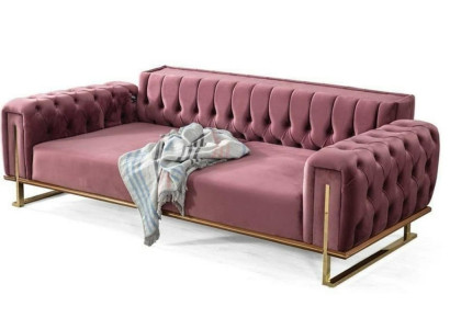 Pink Chesterfield Sofa Living room Three Seater Upholstery 3-Seater Couch