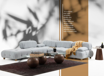 Corner sofa Sofa Fabric Living room Sofas Corner Gray Modern Polyester Design