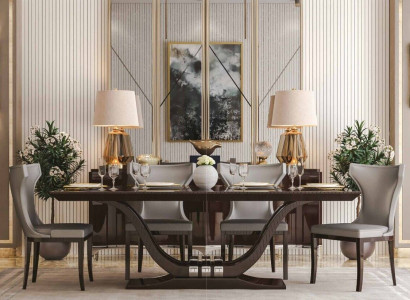Dining room set luxurious Furniture Table dining set brown Wood Furniture 7-piece