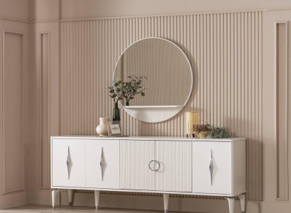 Sideboard Sideboard with Mirror Group Chest of drawers Wood White Dining room
