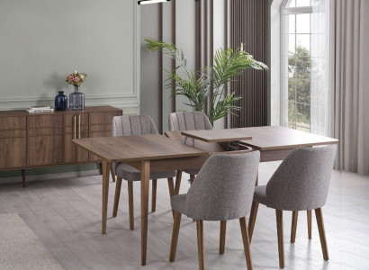 Modern Complete e Dining set Dining room Dining table Set 7-piece Dining room Brown Wood