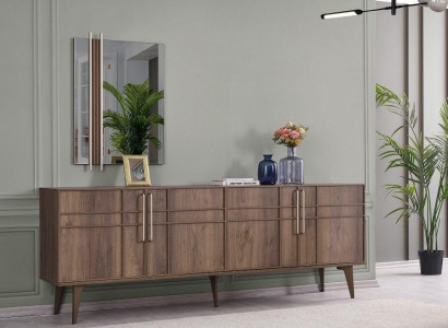 Suite Sideboard with Mirror Chest of drawers Wood Brown Dining room