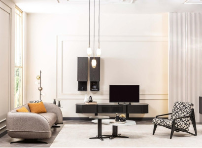 Modern Living room Complete e Suite Fabric Sofas Side table Cabinets