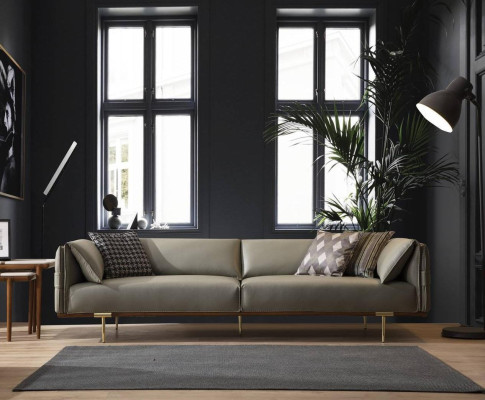 Green 3-Seater Living room Leather Sofas Designer exclusive Couch Sofas